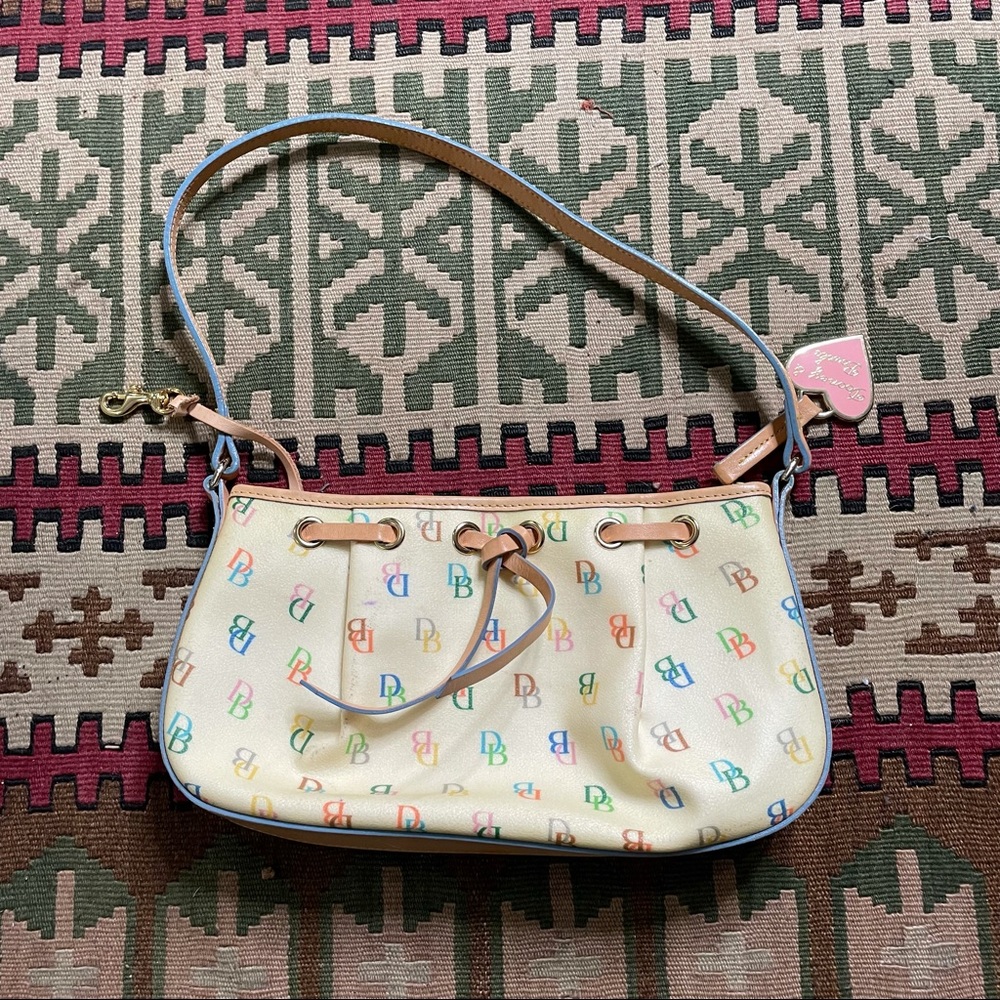 Dooney & Bourke Monogram DB Leather Coated Canvas Heart FOB Bag vintage Y2k